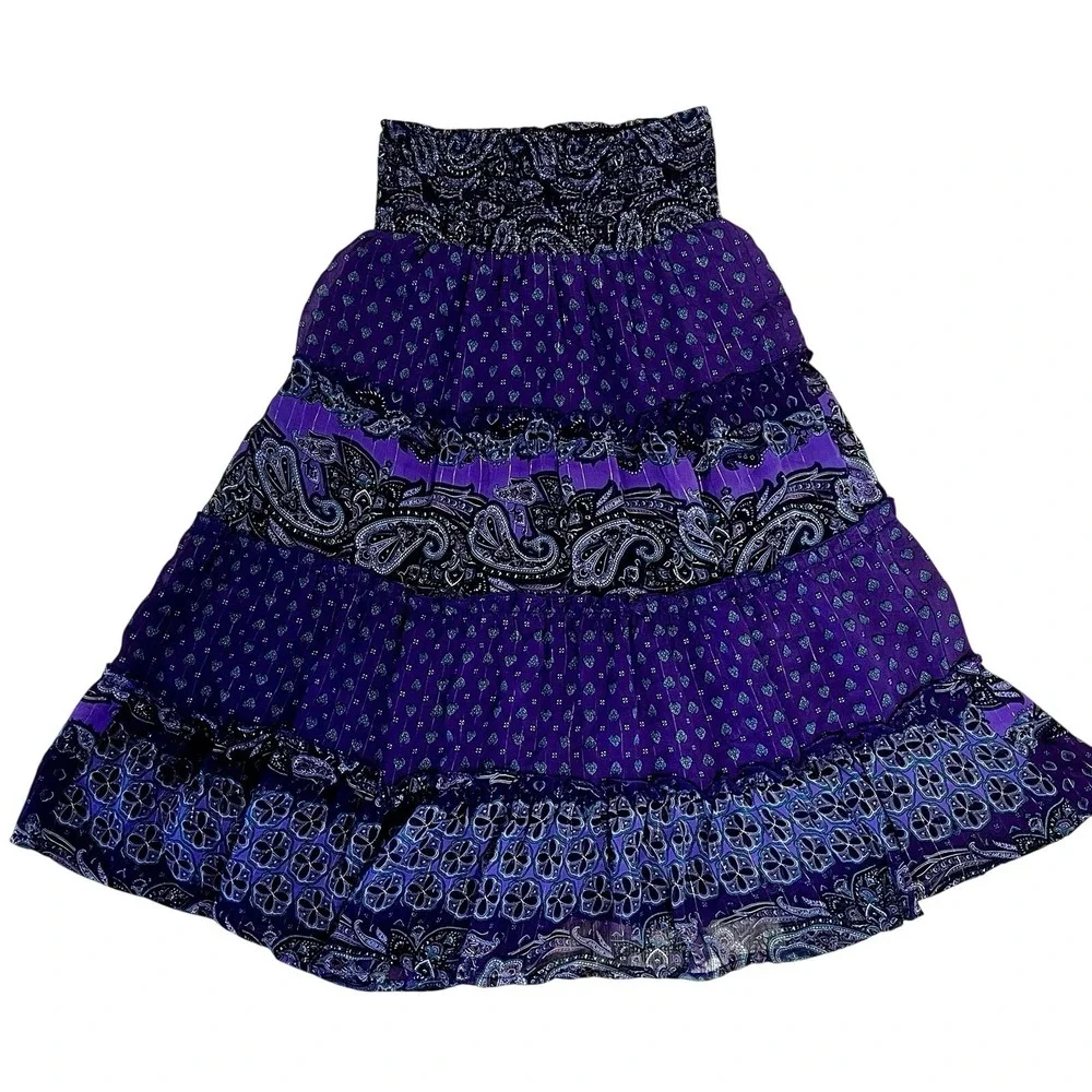 Y2K Vintage‎ Speechless Purple Paisley Bohemian Fairy Midi Skirt Girls Size M
